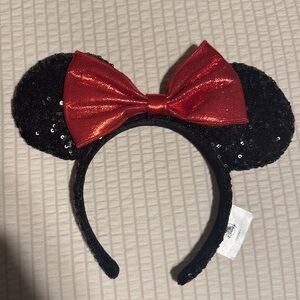 Disney Sequin Mickey Ears Headband with Red Bow
